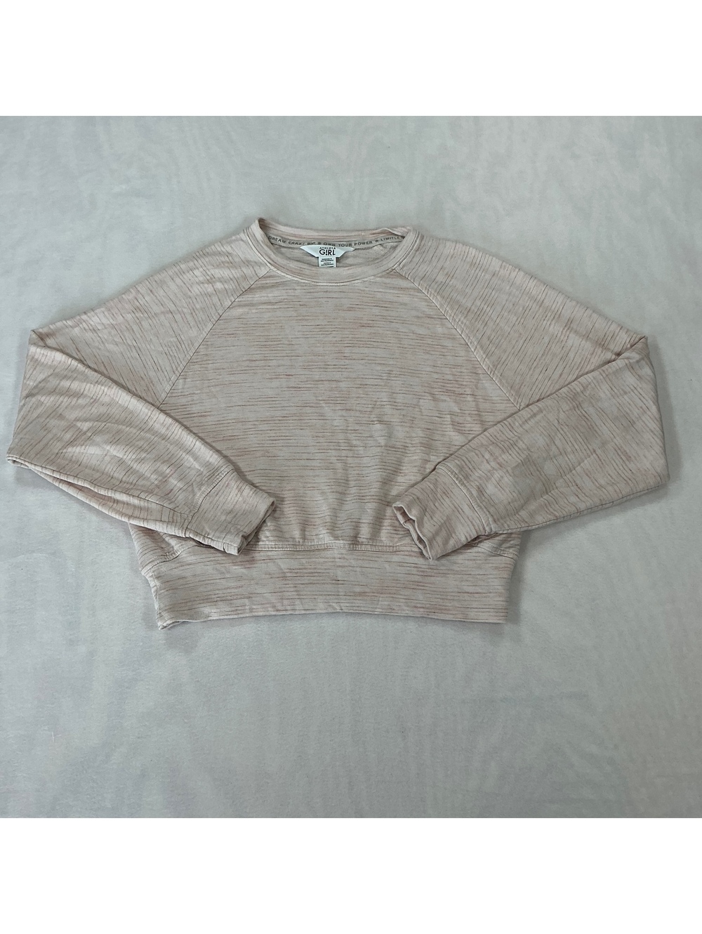 Athleta Girl Sweatshirt Medium 8-10 Pink Space Dye Pullover Crewneck Cozy